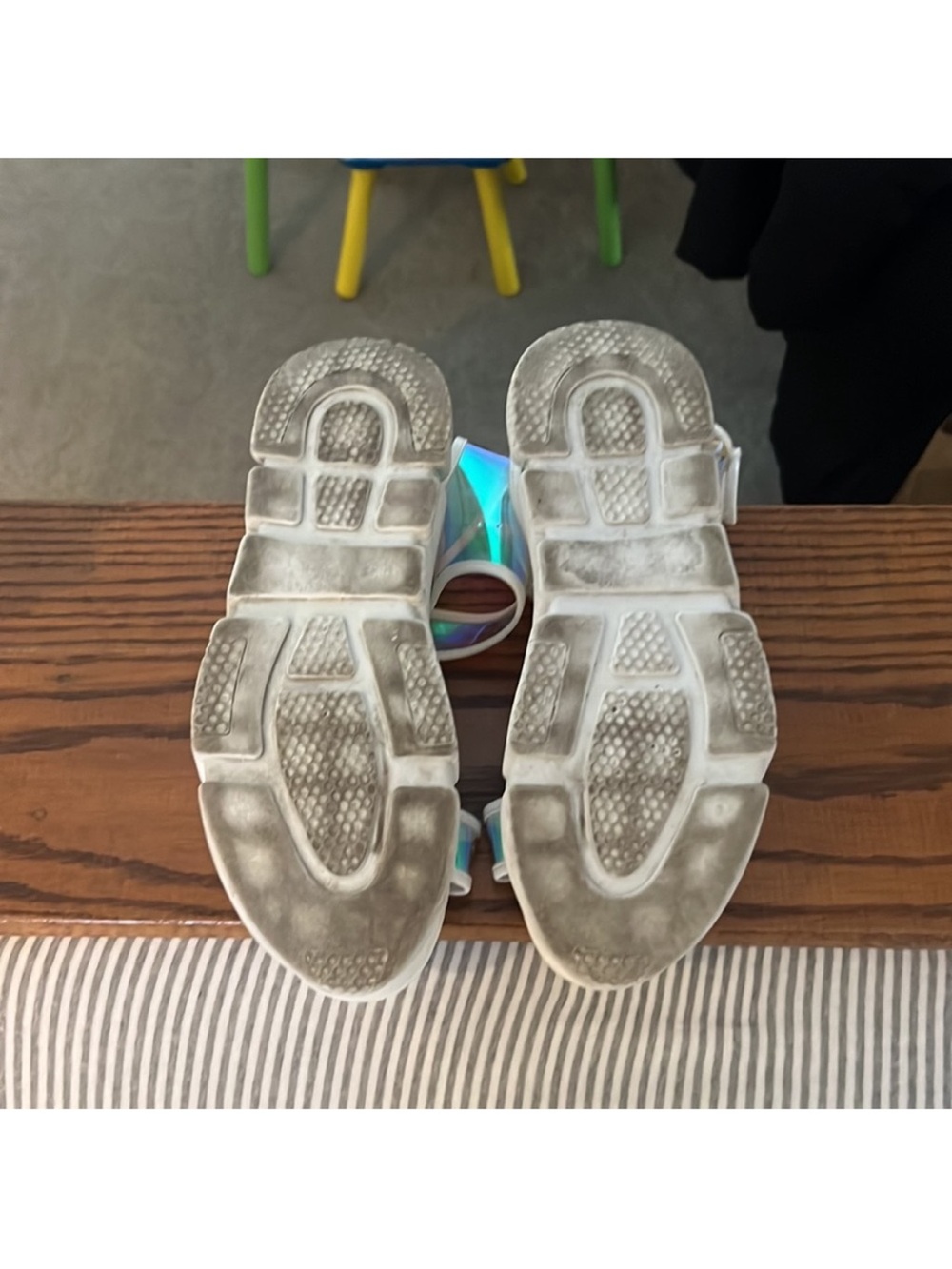 Liliana White Platform Sandals with Iridescent Straps - Picture 11 of 12